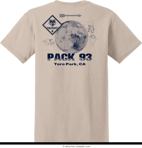 PACK 93 Toro Park, CA PACK 93 PACK 93 T-shirt Design 