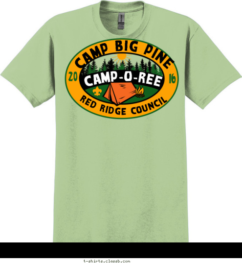 16 20 RED RIDGE COUNCIL CAMP BIG PINE CAMP-O-REE T-shirt Design 