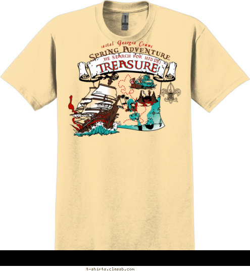 TREASURE! THE SEARCH FOR HIDDEN  Spring Adventure Coastal Georgia Council T-shirt Design 