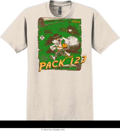 Pack 123 2014 SUMMER CAMP ANYTOWN, USA T-shirt Design 