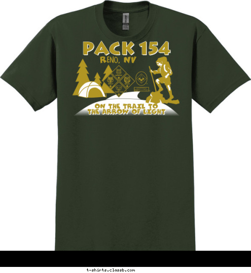 ON THE TRAIL TO
THE ARROW OF LIGHT
 PACK 154 Reno, NV T-shirt Design 