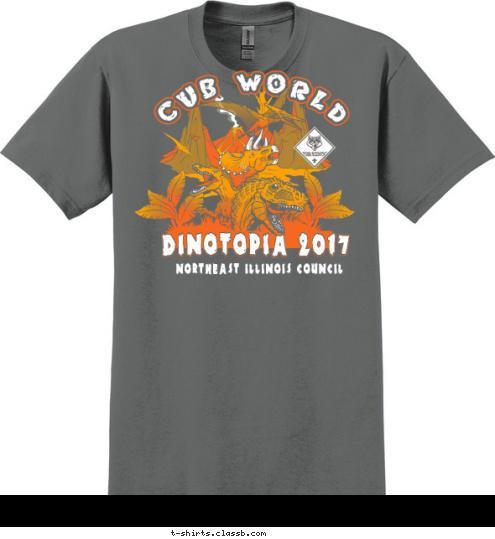 NORTHEAST ILLINOIS COUNCIL DINOTOPIA 2017 T-shirt Design 