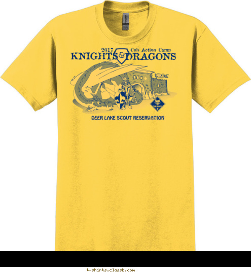 BSA DEER LAKE SCOUT RESERVATION DRAGONS KNIGHTS Cub Action Camp 2017 T-shirt Design 
