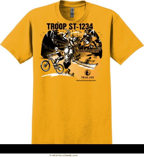 Chartered By Great Organization YOURTOWN, STATE TROOP ST-1234 T-shirt Design 