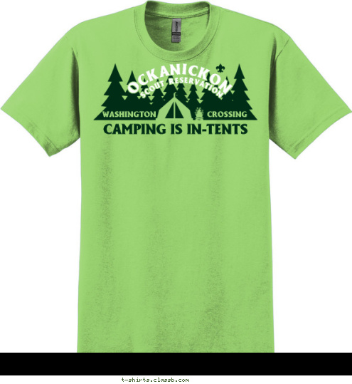 WASHINGTON SCOUT RESERVATION CROSSING OCKANICKON CAMPING IS IN-TENTS T-shirt Design 