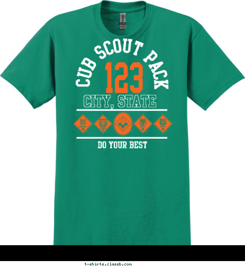 DO YOUR BEST 123 CITY, STATE CUB SCOUT PACK T-shirt Design 
