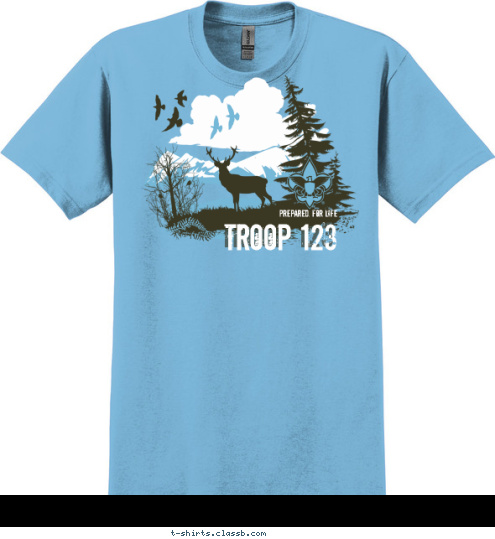 PREPARED. FOR LIFE. TROOP 123 T-shirt Design 