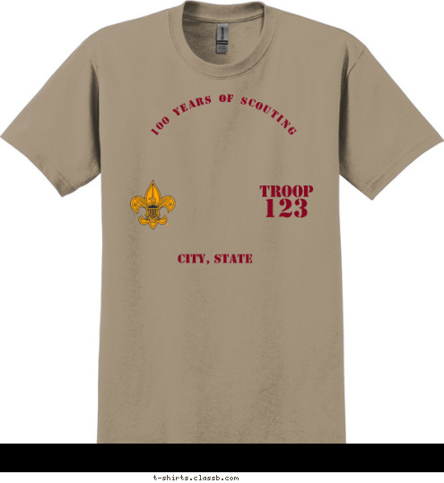 CITY, STATE 123 TROOP 100 YEARS OF SCOUTING T-shirt Design 
