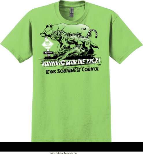 CITY, STATE 123 SM CF Texas Southwest Council RUNNING WITH THE PACK! T-shirt Design 