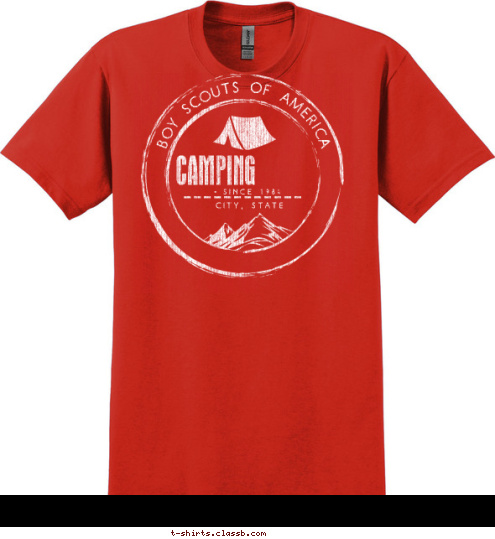 TROOP 123 CITY, STATE BOY SCOUTS OF AMERICA SINCE 1984 CAMPING T-shirt Design 