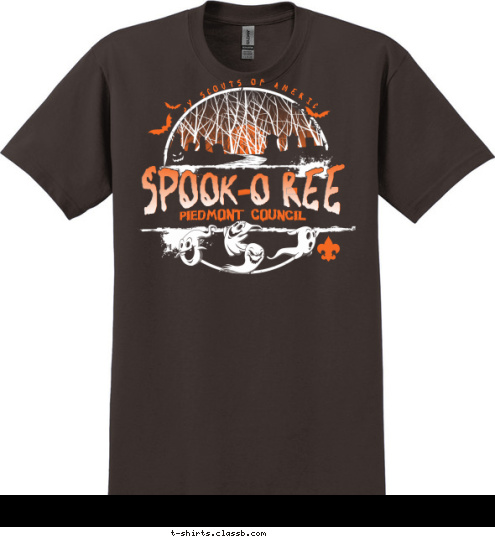 ANYTOWN, USA boy scouts of america SPOOK-O-REE SPOOK-O-REE PIEDMONT COUNCIL T-shirt Design 