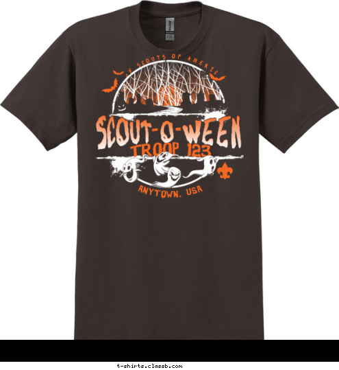 boy scouts of america ANYTOWN, USA SCOUT-O-WEEN SCOUT-O-WEEN troop 123 T-shirt Design 