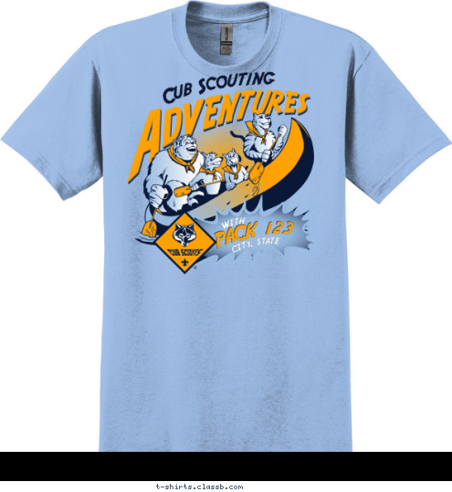 PACK 123 CITY, STATE WITH Cub Scouting T-shirt Design 