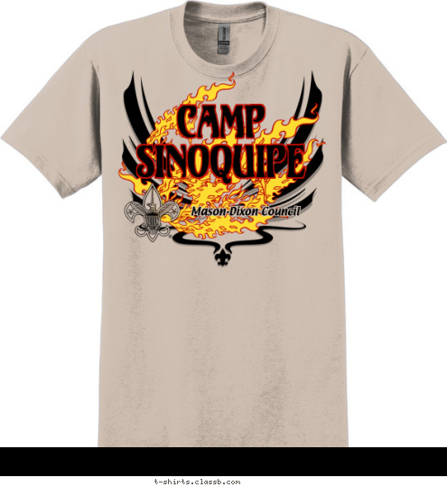 Boy Scout Mason-Dixon Council CAMP 
SINOQUIPE T-shirt Design 