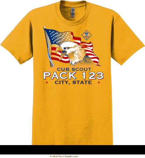 Your text here PACK 123 CITY, STATE CUB SCOUT T-shirt Design SP1455
