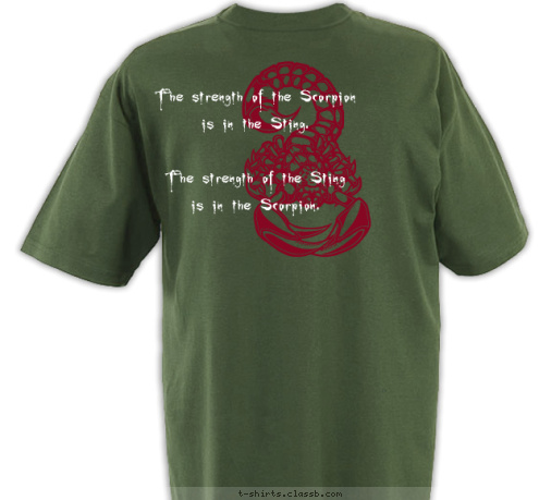 The strength of the Scorpion 
is in the Sting.

The strength of the Sting 
is in the Scorpion. Cultus Mihi T-shirt Design Cultus Mihi