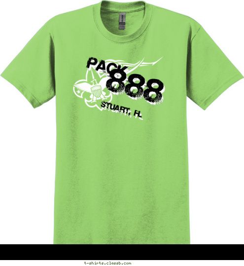 PACK 888 IS GREAT BSA Stuart, FL 888 PACK T-shirt Design lime green pack shirt 