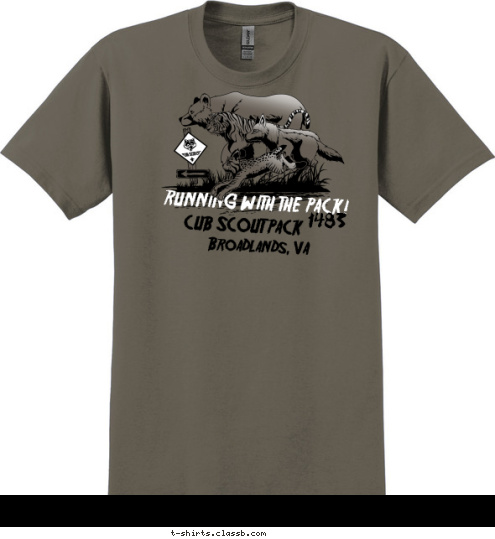 CUB SCOUT PACK  1483 Broadlands, VA RUNNING WITH THE PACK! T-shirt Design 