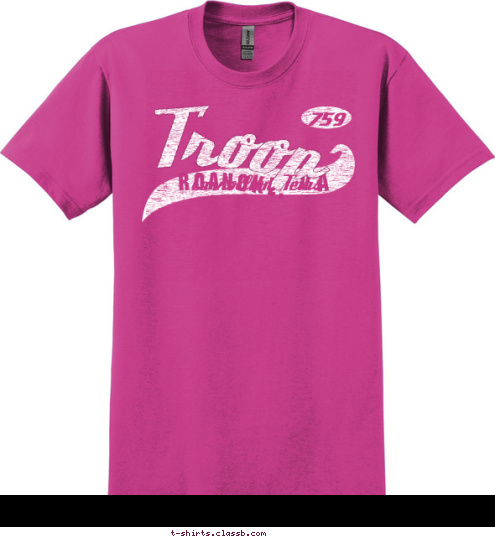 New Text Carrollton, Texas Troop 759 V A ROANOKE, T-shirt Design Baseball795