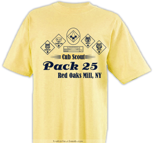 Pack 25 Red Oaks Mill, NY Cub Scout  T-shirt Design Baroque Cub Scout Ranks