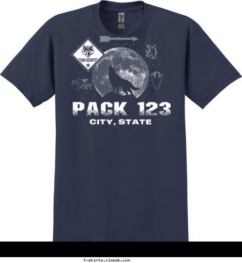 PACK 123 PACK 123 CITY, STATE
 T-shirt Design SP3474