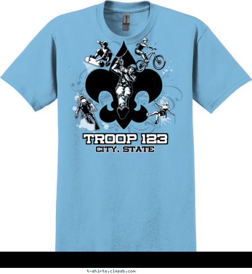 Your text here! TROOP 123 CITY, STATE
 TROOP 123 TROOP 123 T-shirt Design SP4551