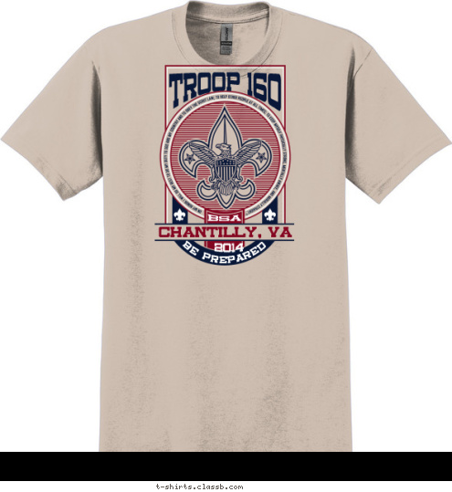 2014 BSA BE PREPARED CHANTILLY, VA TROOP 160 T-shirt Design 