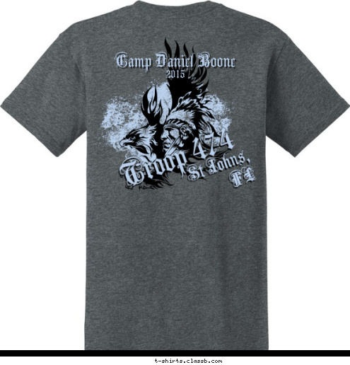 2015 Camp Daniel Boone BSA Troop 474 St Johns,
FL Troop 474 T-shirt Design 