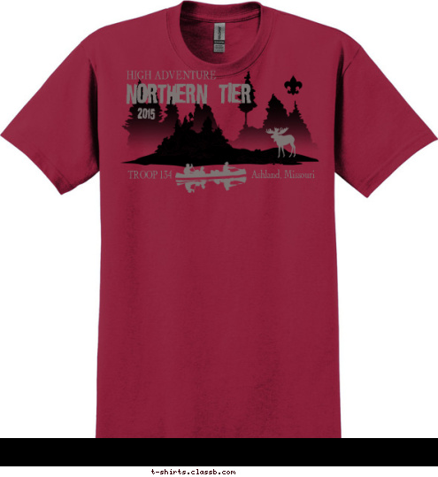 Ashland, Missouri TROOP 134 2015 NORTHERN TIER HIGH ADVENTURE T-shirt Design 