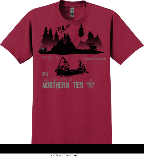 Ashland, Missouri TROOP 134 2015 NORTHERN TIER HIGH ADVENTURE T-shirt Design 