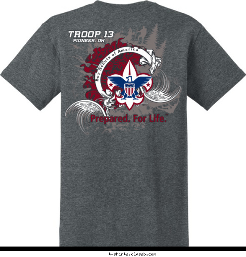 Boy Scouts of America TROOP 13 TROOP 13 PIONEER, OH T-shirt Design 