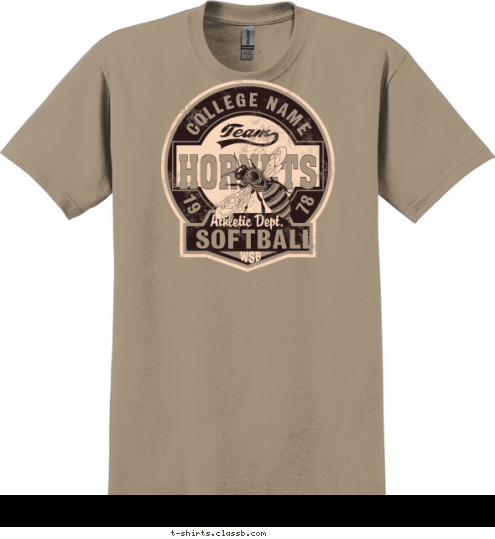 Your text here! Athletic Dept. SOFTBALL 19                    78 COLLEGE NAME HORNETS T-shirt Design SP5919