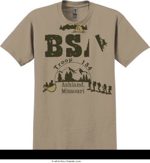 BSA Ashland, 
Missouri Troop     134 T-shirt Design 