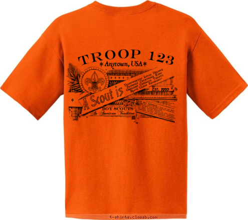 TROOP 123 Anytown, USA Est. 1910 T-shirt Design 