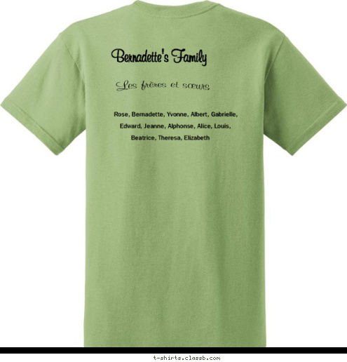 Les frères et sœurs Beatrice, Theresa, Elizabeth Edward, Jeanne, Alphonse, Alice, Louis,  Rose, Bernadette, Yvonne, Albert, Gabrielle,  George Bernadette's Family



 Victoria Reunion 2015 Bissonnette T-shirt Design 