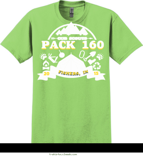 15 PACK 160 20 PACK 160 FISHERS, IN T-shirt Design 