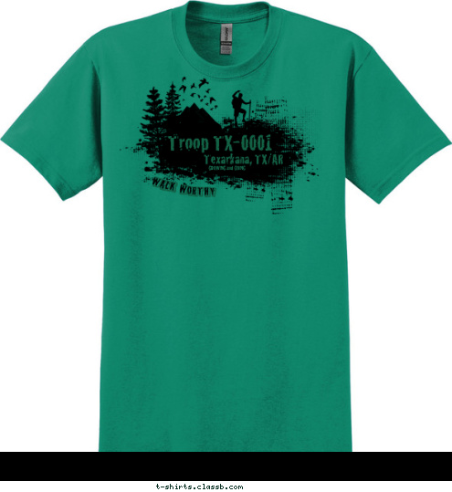 WALK WORTHY GROWING and GOING Texarkana, TX/AR Troop TX-0001 T-shirt Design 