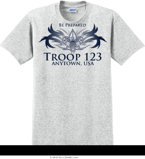 Troop 123 anytown, usa Be Prepared T-shirt Design 