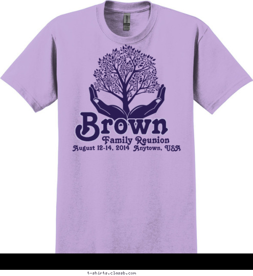 Charlotte Linus Marcie Violet Sally Franklin Lucy Patty Charles New Text Family Reunion August 12-14, 2014  Anytown, USA Brown T-shirt Design 