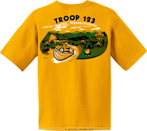 ANYTOWN, USA Newton, Massachusetts TROOP 123 TROOP 123 T-shirt Design 