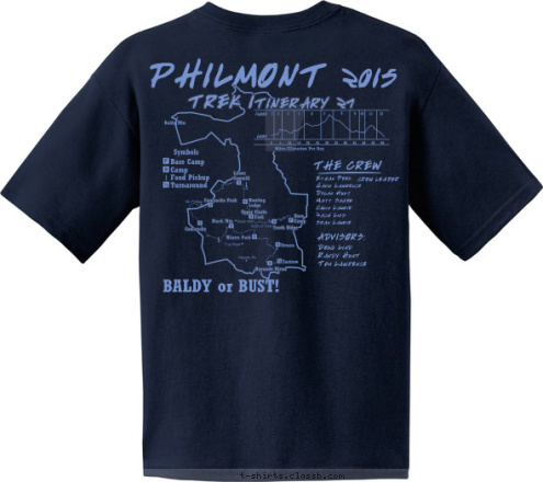 Expedition 615-I-1 Albert Lea, MN PHILMONT 2015 Crew 77 TREK Itinerary 27 PHILMONT THE CREW 2015 Ethan Peek
Gavin Lawrence
Dylan Hunt
Matt Sager
Colin Laurie
Zach Lind
Sean Laurie CREW LEADER ADVISORS: Doug Lind
Randy Hunt
Tom Lawrence BALDY or BUST! T-shirt Design Crew77 Front