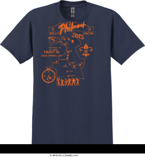 61 miles Itinerary 15 COLD SPRING, KY 2015 TROOP 86 T-shirt Design 