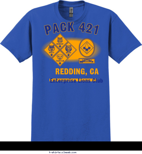 Enterprise Lions Club REDDING, CA PACK 421 T-shirt Design 