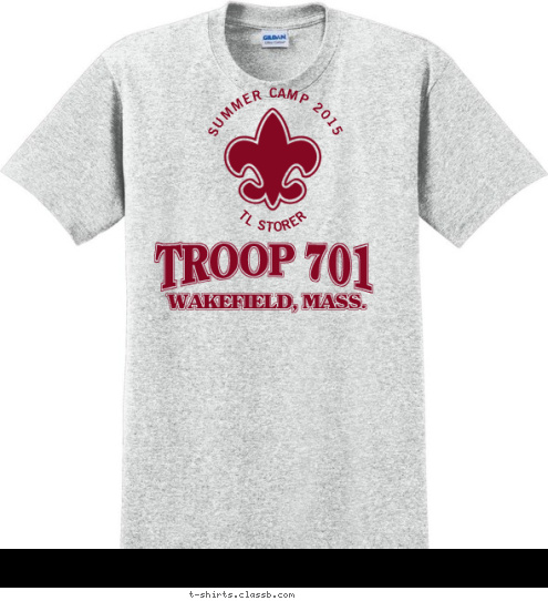 TL STORER SUMMER CAMP 2015 TROOP 701 WAKEFIELD, MASS. T-shirt Design 