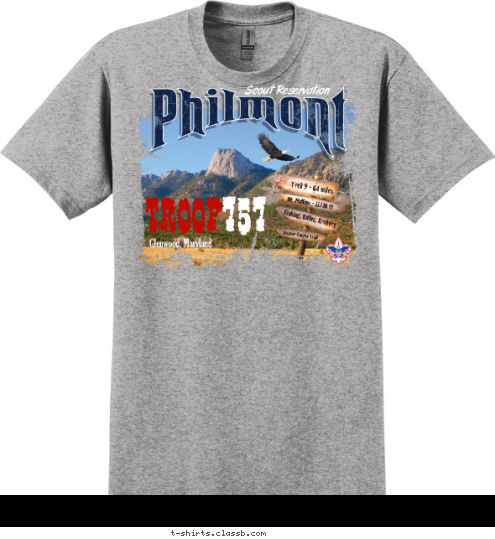 Scout Reservation Rayado Canyon Trail Fishing, Rifles, Archery Mt. Phillips - 11736 ft Trek 9 - 64 miles Glenwood, Maryland  757 TROOP T-shirt Design 757 Screen