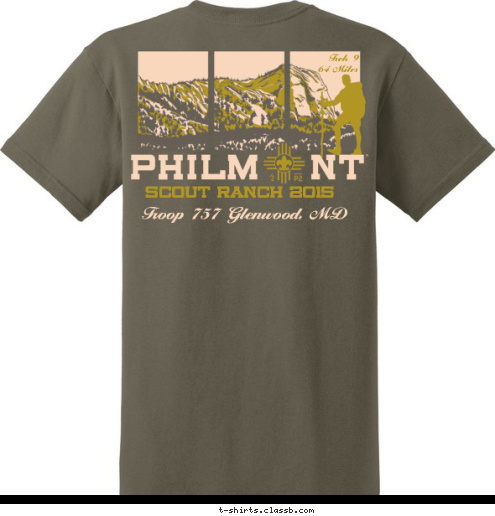 July 2012 Troop 757 Troop 757 Glenwood, MD Trek 9
64 Miles Philmont Scout Ranch Scout Ranch 2015 Troop 757 
Glenwood, MD T-shirt Design 