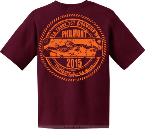 ITINERARY 9 - 64 MILES July 2015 BSA TROOP 757 Glenwood MD Philmont Scout Ranch 2015 PHILMONT T-shirt Design Two Sided 757