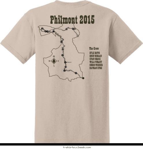 New Text TREK 728-L The Crew KYLE DAVIS
KOEN SCHAAD
EVAN CHASE
WILL O'GRADY
CHRIS WEBBER
NATHAN EYRE Philmont 2015 Yorba Linda, CA TROOP 762 2015 T-shirt Design 