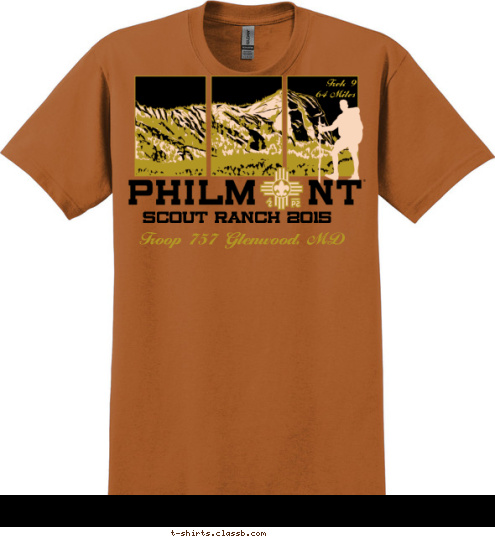 Your text here! Troop 757 Glenwood, MD Trek 9
64 Miles Scout Ranch 2015 T-shirt Design 