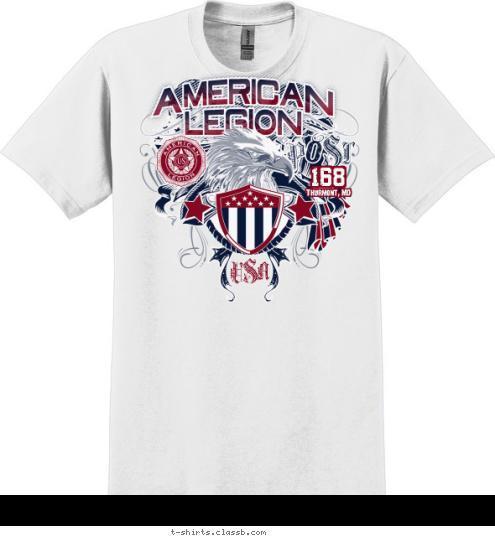 AMERICAN LEGION
 POST 1234
 Thurmont, MD 168 USA T-shirt Design 